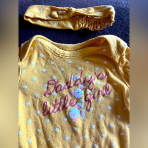 Carter’s Daddy’s little girl outfit - yellow with headband 3months baby girl